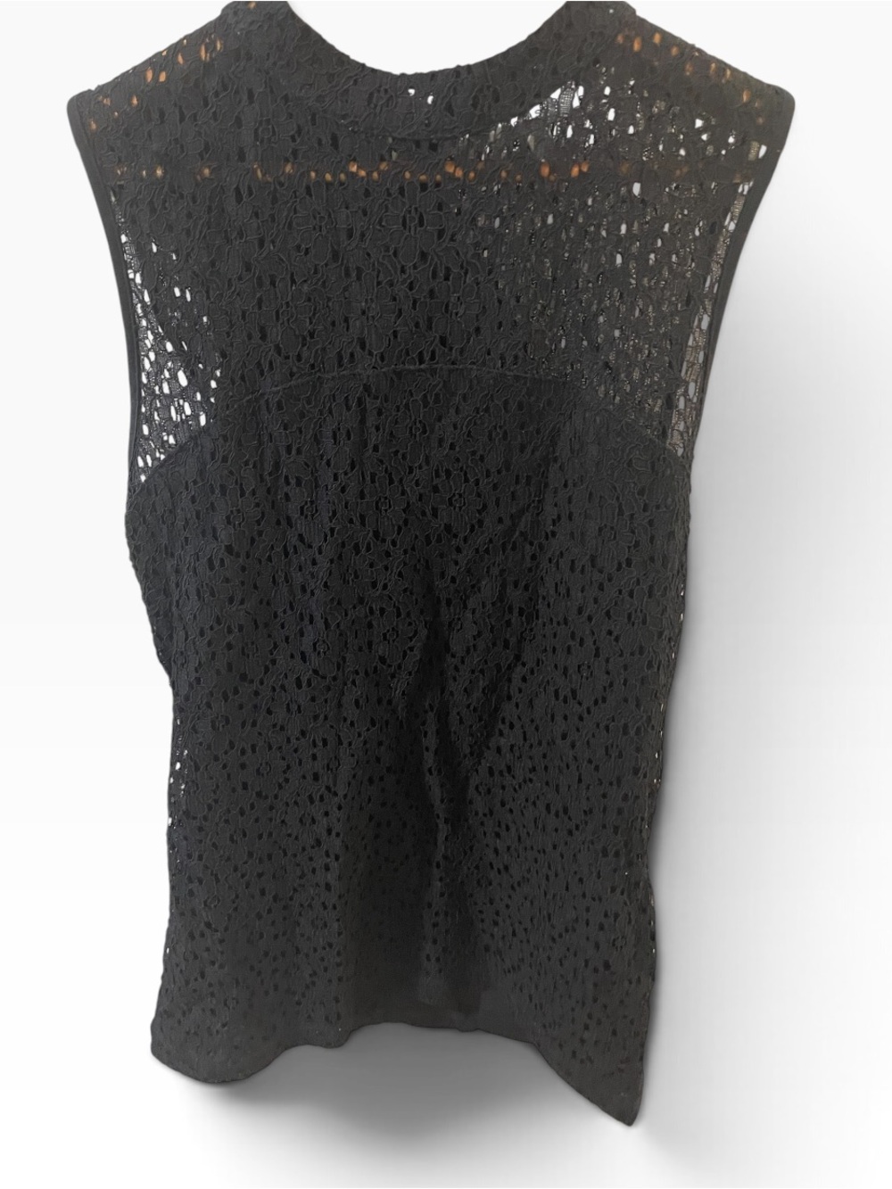 Reiss Black Lace and Eyelet Tank Top Size Medium